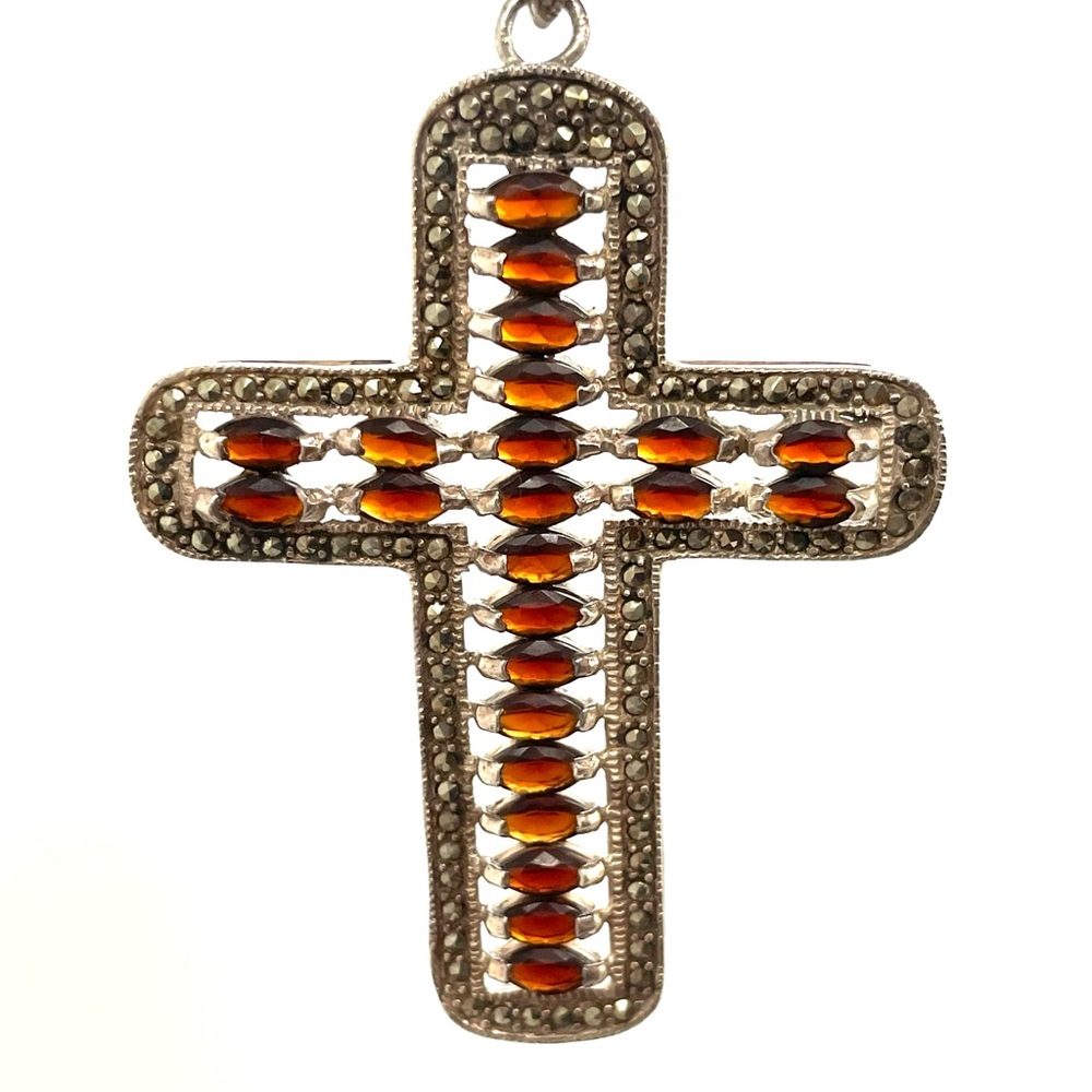 Long Sterling Garnet Necklace